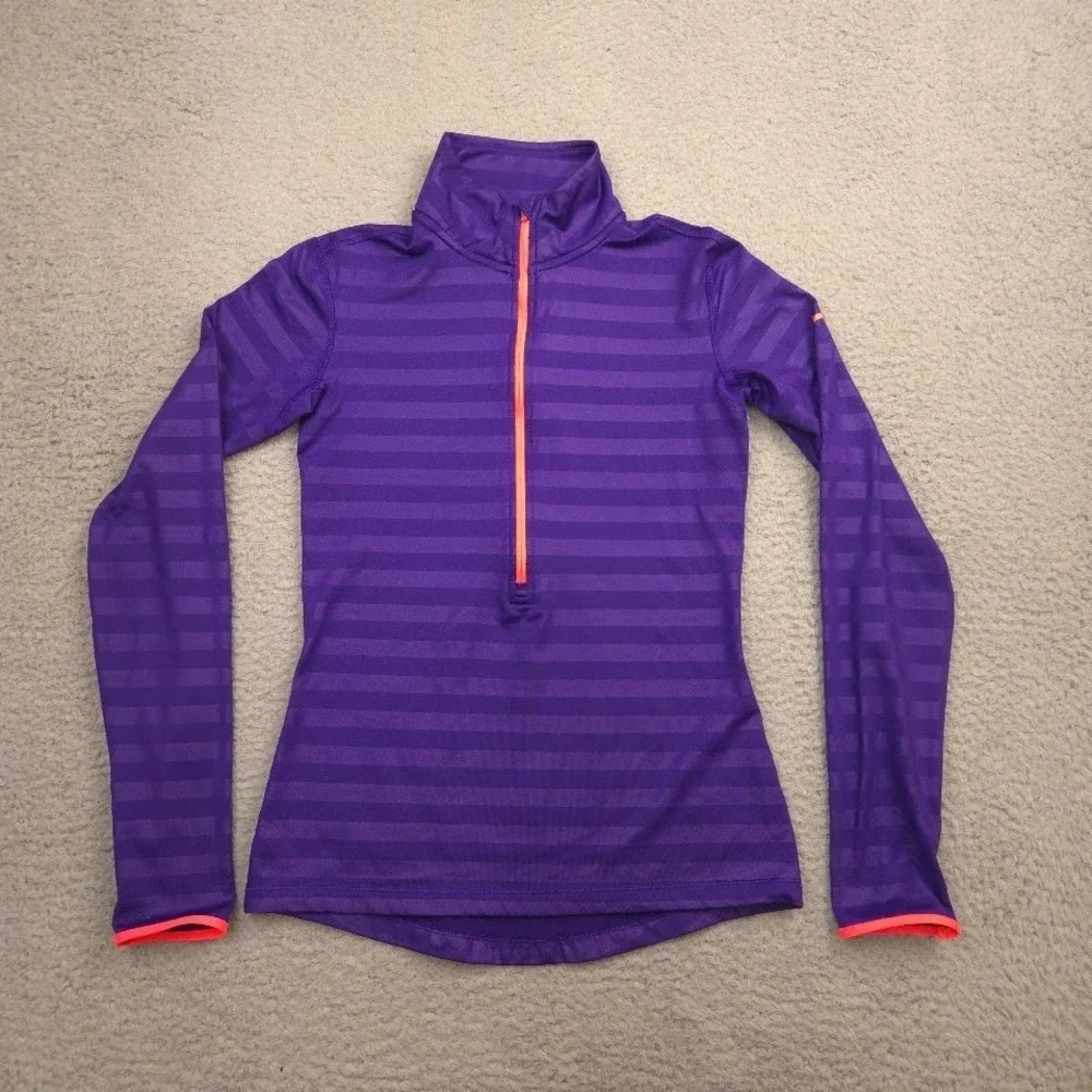 Nike Pro Hyperwarm Dri-FIT 1/2 Zip Pullover Purple Women's Small Top Running Gym